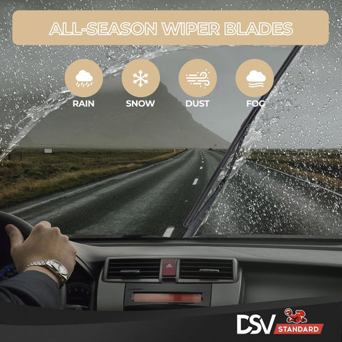 DSV Standard Windshield Wiper Blades, 24” and 18” Car Wiper Blades With Universal U/J Hook, Automotive Replacement Wiper Blades for my Car, Water ...