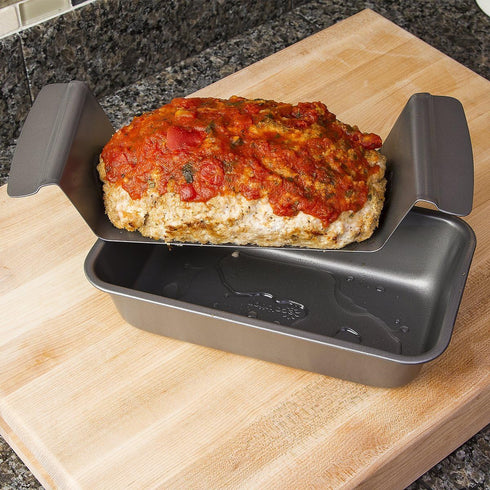 Ecolution Bakeins Healthy Meat Loaf Pan Set – Loaf Pan and Perforated Tray – PFOA, BPA, and PTFE Free Non-Stick Coating – Heavy Duty Carbon Steel ...