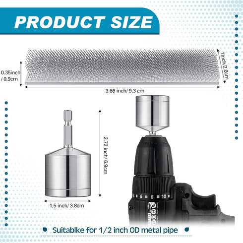 1/2" Metal Copper Pipe Cleaner with 2 Replaceable Brushes Tube Cleaning Brush Tube Cleaning Brush for Power Drill Metal Pipe Cleaning Brush Copper...