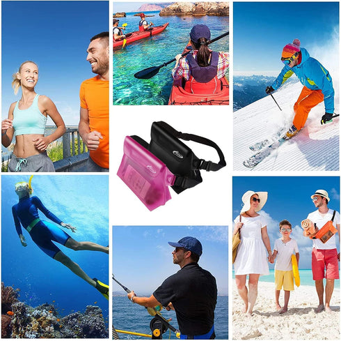 AiRunTech Waterproof Pouch with Waist Strap (2 Pack) | Adjustable Waterproof Dry Fanny Bag for Boating Swimming Kayaking Surfing | Beach Cruise Tr...