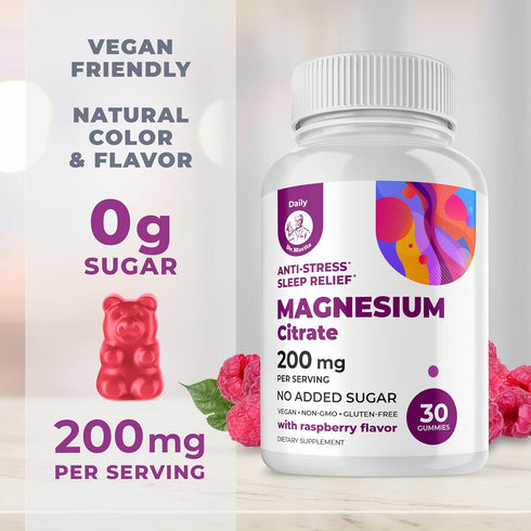 DR. MORITZ Magnesium Gummies Sugar-Free - Calm Magnesium Gummies Supplement for Children, Sugar-Free Magnesium Calm Chews for Kids & Adults (30 Co...