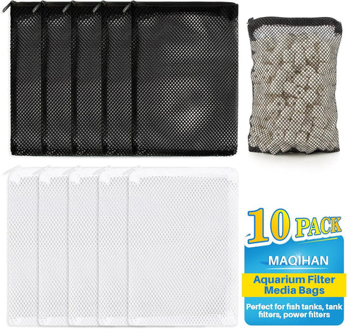 10pcs Aquarium Filter Media Bags - Mesh Filter Bags Reusable Bags With Zipper for Activated Carbon Ceramic Rings Filter Balls Fish Tank Pond 5.9 X...
