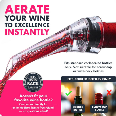 VINABON Wine Aerator Pourer Spout 2025 – Professional Wine Aerator Attaches to Bottle for Improved Flavor, Enhanced Bouquet, and Rich Finish. No-D...
