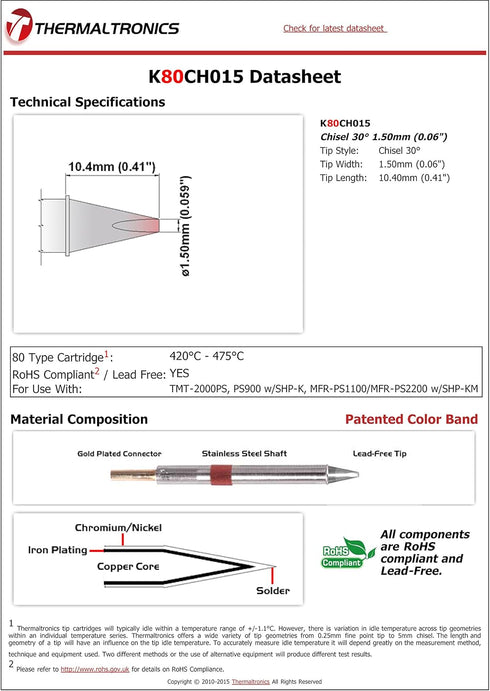 Thermaltronics K80CH015 Chisel 30deg 1.50mm (0.06in)...