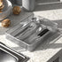 TQVAI Silverware Organizer - 5 Slots Non-Slip Mesh Kitchen Drawer Organizer - Metal Compact Utensil Cutlery Holder in Drawer Tray, Silver...