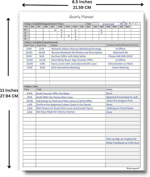 Hourly Planner Notepad. 50 Page Planning Pad w/Appointment Time Block, Task Log List & Note Sections. For Office Work Schedule & Time Management. ...