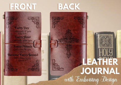 InnoBeta Christian Gifts Writing Leather Journal Notebook for Women, Embossed Bible Verse Journal Sketchbook, Travel Diary, Lined Planner, 7x5 Inc...