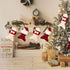 Skylety 2 Pieces Pet Christmas Stockings Buffalo Plaid Burlap 15 Inch Large Fish Shaped Bow Cat Christmas Stockings for Xmas Tree Home Holiday Par...