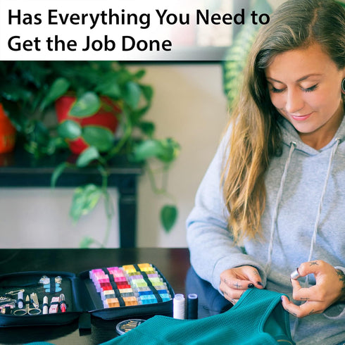 Easy-to-Use Pink Sewing Kit for Girls, Teens, Moms, and Kids - Beginner Hand Sewing Kit for Clothing Repairs. includes Basic Needles, Thread, and ...