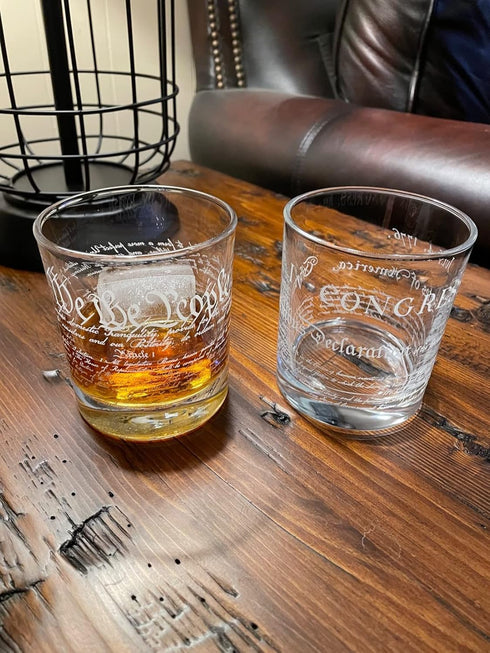 Constitution Of The United States - Old Fashioned Whiskey Rocks Glass - We The People American USA Patriotic Gift - 10 oz - Made in USA...