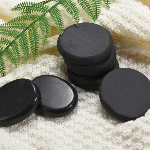 Pino Products Hot Massage Stones - 6 Large Essential Black Basalt Stones - Massage Therapy, Relaxation Basalt Stones - Rock Stone Massage Kit Warm...