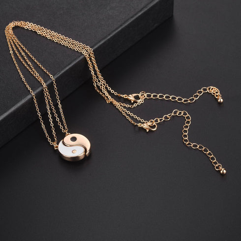 LUX ACCESSORIES Ying Yang Twins Emoji symbol BFF Pendent Friendship Necklaces Gift for Friends (Gold)...