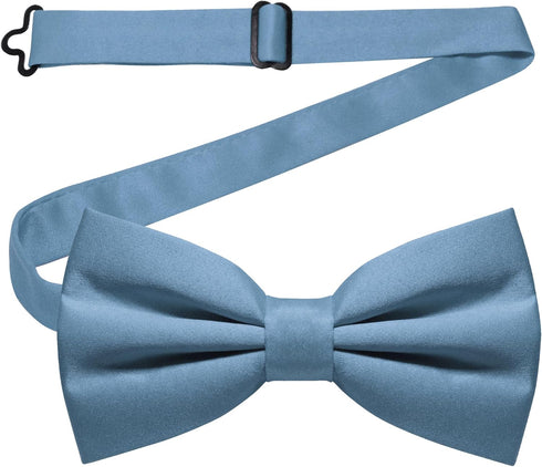 Solid Color Pre-tied Bow Tie and Pocket Square Set for Men...