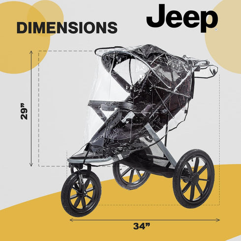 Jeep Jogging Stroller Weather Shield, Baby Rain Cover, Universal Size to fit most Jogging Strollers, Waterproof, Windproof, Ventilation,Protection...