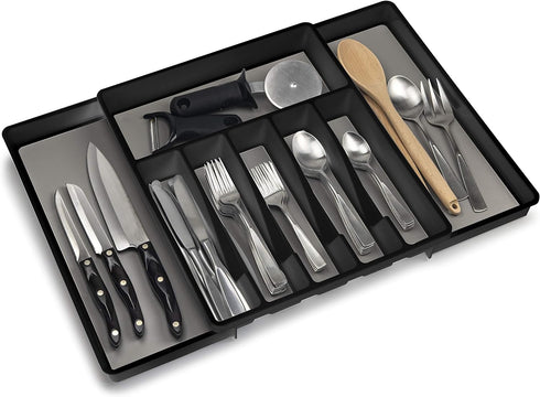 ELTOW Large Expandable Silverware Drawer Organizer, 8 Compartment Non-Slip & Adjustable Silverware Organizer for Drawer, Kitchen Organization for ...