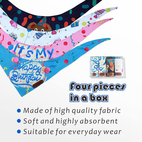 Large Spring Dog Bandanas 4Pack,Dog Scarf,Dog Birthday Bandana,dog bandanas boygirl,Premium Durable Fabric,Adjustable Fit,Unique Shape,Provide Var...