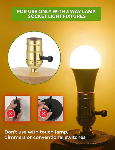 LOHAS 3 Way Amber Light Bulbs 50/100/150W Equivalent, 3-Way LED Bulbs Amber 2000K, Sleep aid Amber Light Bulbs Dimmable, Three Way Bulb for Health...