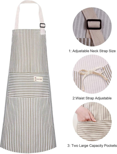 Lofekea Aprons 2 Pack Adjustable Bib Aprons with 2 Pockets Cotton Linen Cooking Kitchen Chef Apron for Women and Men...