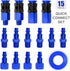 15 Pieces 1/4" NPT Aluminum Air Coupler and Plug Kit, Quick Connect Air Fittings, Industrial Quick Connector Set (Blue)...