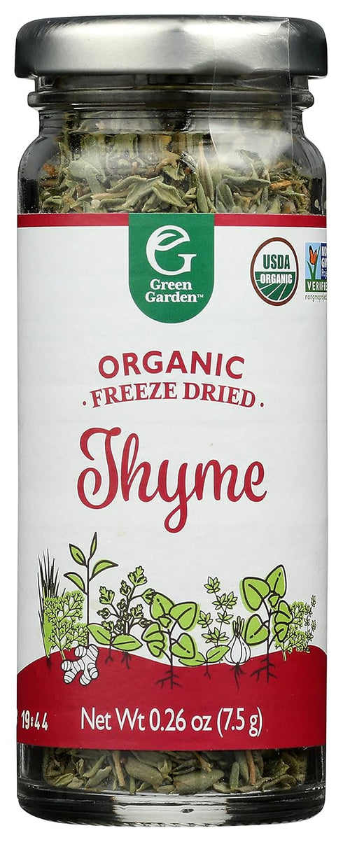 Green Garden Freeze-Dried Organic Thyme - Freeze Dried Organic Thyme Leaves and Thyme Sticks, Thyme Seasoning, Freeze Dried Leaf Thyme Fresh, Glut...