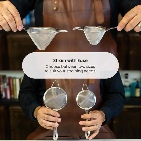 A Bar Above Stainless Steel Fine Mesh Cocktail Strainer, 304 Conical Sieve with Ergonomic Handle, Rustproof Bartender Tool for Double-Straining Te...
