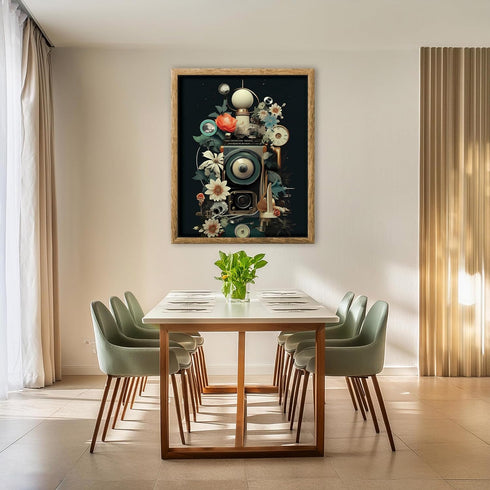 Posterizer 1 pcs-vintage collage with flowers and retro instruments-Retro Art-Abstract & Modern Art-Gift for Art Lovers- UNFRAMED Wall Art...
