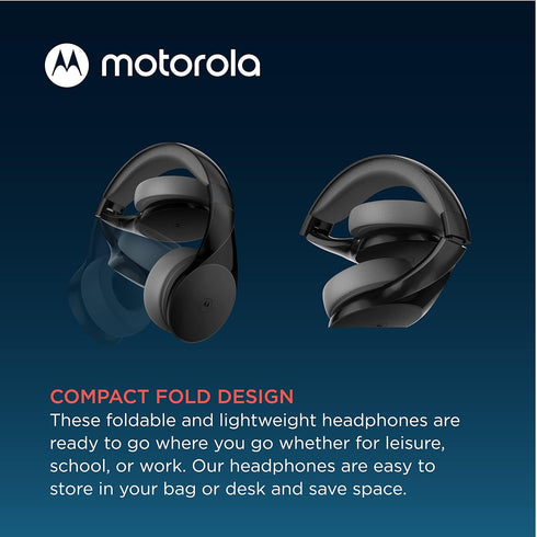 Motorola Bluetooth Wireless Headphones with Microphone, Moto XT500+ Over-Ear Headphones in-Line Control for Calls - Foldable Head Phones, Adjustab...