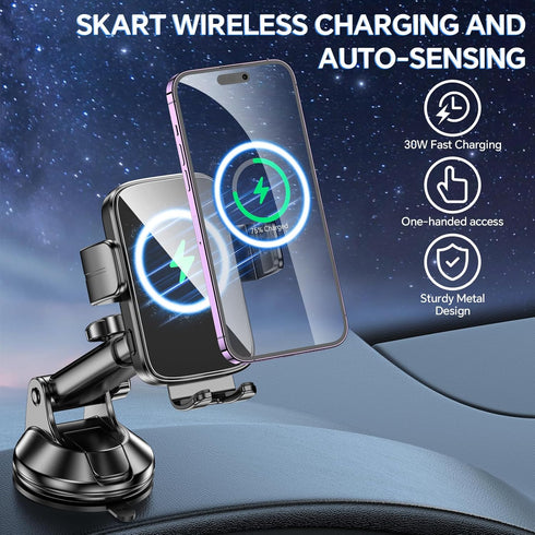 Wireless Car Charger Mount, Wireless Phone Charger for Car Auto Clamping Car Phone Holder Charger? Wind + Vent + Dash ?Car Wireless Charger for Ca...