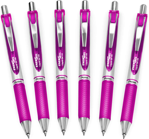 Pentel EnerGel XM BL77 - Retractable Liquid Gel Ink Pen - 0.7mm - 54% Recycled - Magenta - Pack of 6...