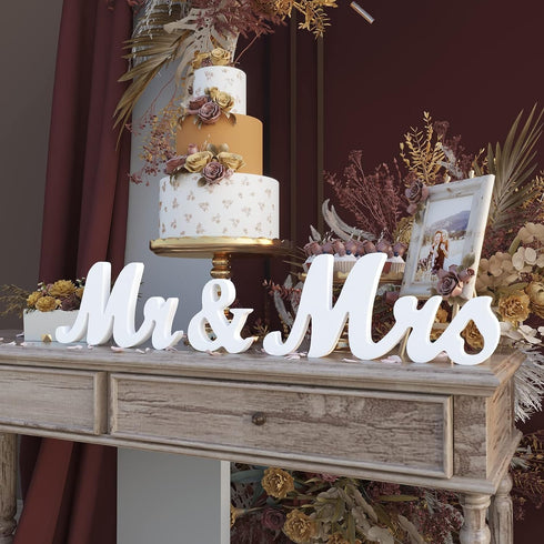 VIOPVERY Mr and Mrs Sign for Wedding Table,Large White Mr and Mrs Sign,Wooden Letters,Mr & Miss Sign with Just Married Banner Wedding Decorations ...
