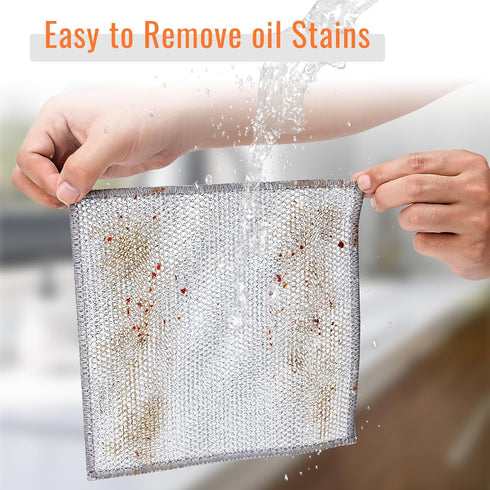 6pcs Double Layer Multifunctional Non-Scratch Wire Dishcloth, Multipurpose Wire Dishwashing Rags Wire Cleaning Cloths Wire Dish Towels for Sinks, ...