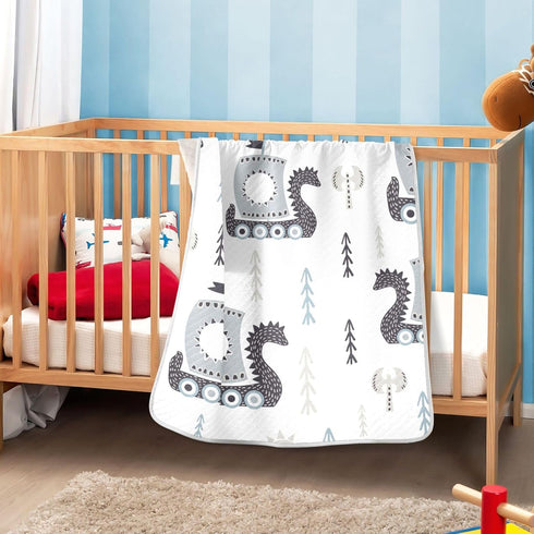 Qilmy Viking Ships Baby Blanket for Boys Girls Kids with Soft Cotton, Cute Cozy Warm Nursery Receiving Swaddle Blanket for Toddler Infant Crib, 30...