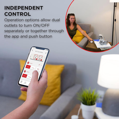 UltraPro Smart Plug WiFi Outlet with Tether, Dual Smart Outlet, Smart Home, Smart Switch, Works with Alexa, Google Home, No Hub Needed, ON/Off Swi...