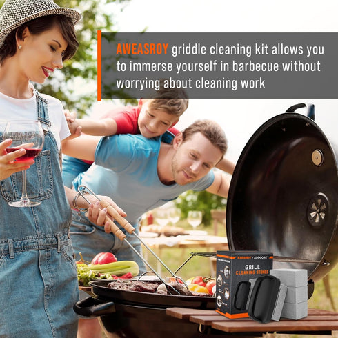 Upgrade Large Size Grill Cleaner, Grill Cleaning Stone with Heat-resistant Handle,Non-toxic Material Grill Cleaning Blocks Removing Stains for BBQ...