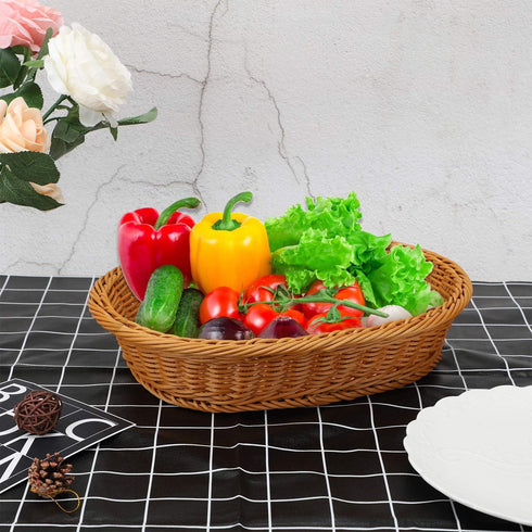 EUSOAR Wicker Basket, 12.2"x 7.9"x 2.8" 3pcs Tabletop Food Serving Baskets Trays, Bread Proofing Basket, Food Fruit Vegetables Sundries Storage Ba...