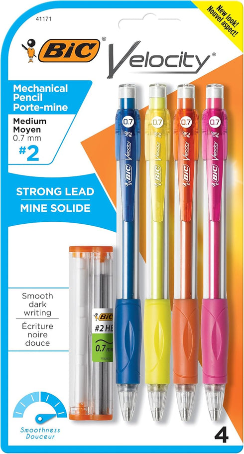 BIC Velocity Original Mechanical Pencil, Medium Point (0.7mm), 4-Count (Pack of 6)...