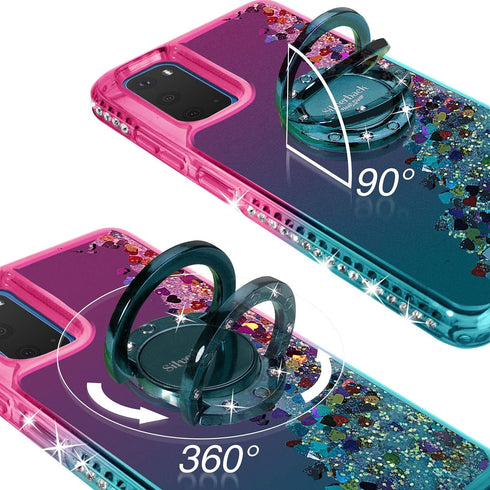 Silverback for Galaxy S20 Case,Moving Liquid Holographic Sparkle Glitter Case with Kickstand, Girls Women Bling Ring Stand Slim Case for Samsung G...