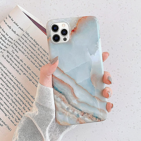 J.west Case Compatiable with iPhone 13 Pro Max 6.7 inch,Unique Grey Marble Print Pattern Agate Slice Stone Design Soft TPU Slim Fit Protective Pho...