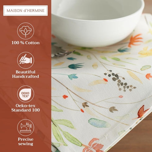Maison d' Hermine Cloth Napkins Set of 4 100% Cotton Everyday Reusable Square Napkins Cloth Washable, Dinner, Party, Wedding, Restaurant, Spring/S...