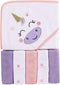 Luvable Friends Unisex Baby Hooded Towel with Five Washcloths, Unicorn, One Size...