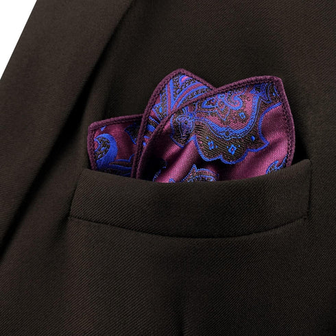 SHLAX&WING Mens Pocket Square Purple Geomitric Handkerchieves Silk Hanky...