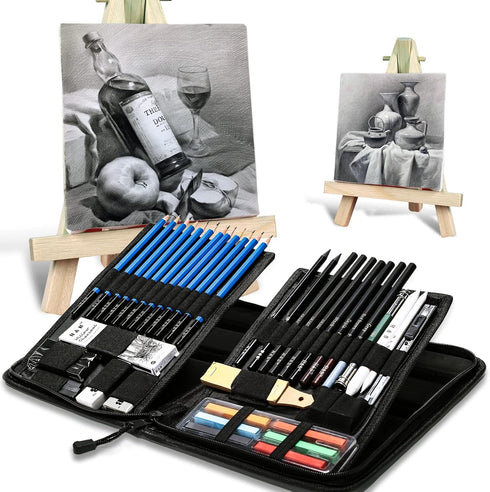H & B 48 Professional Sketching Pencils and Drawing Kits, Including Sketching Pads, Graphite Pencils, Pencil Sharpener and Eraser, Artist's Art Su...