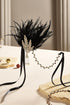 BABEYOND Art Deco 1920's Flapper Great Gatsby Inspired Leaf Medallion Pearl Headband Black Feather...
