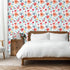 Red Floral Wallpaper Botanical Pomegranate Flower Stick and Peel Wall Paper for Bedroom Laundry Room Removable Self Adhesive Decorative Floral Con...
