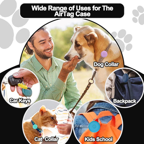 IPX8 Waterproof AirTag Dog Collar Holder, Hidden Air Tag Case for Cat Collar, Anti-Lost Silicone Cover for AirTag GPS Tracker Compatible with Pets...
