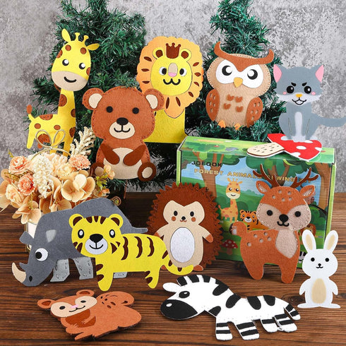 JOFOOK Kids Sewing Kit for Ages 6+, Fun and Educational Animal Craft Set for Boys and Girls, Felt Sewing Kits for Beginners, Kids’ Art Projects Pr...