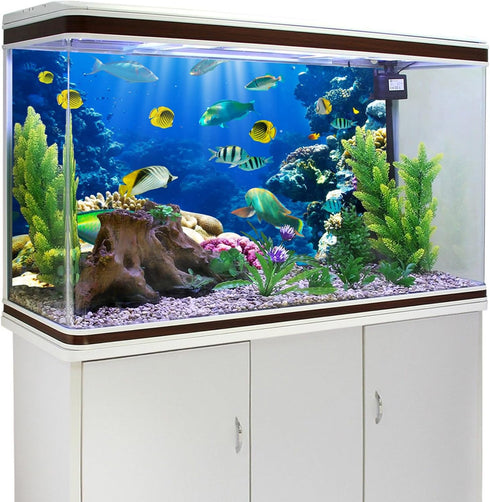 YongFoto 72x18 Inches Tropical Fish Terrarium Background Deep Sea Marine Coral Polyester Aquarium Background Glass Fish Tank Backdrop for Photogra...