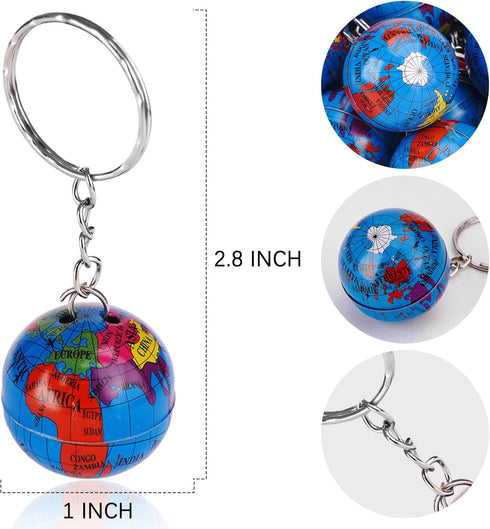PROLOSO 48 Pcs Globe Keychains Bulk for Kids World Planet Earth Theme Keyrings Toy 1 Inch...