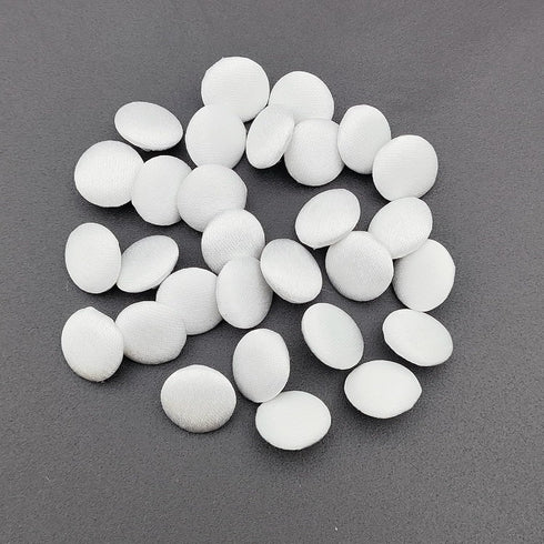 30PC/Set 1/2 Inch White Satin Cloth Buttons Fabric Covered Buttons with Shank and Buttonhole for Wedding Bridal Dress and DIY Sewing Clothing Dres...