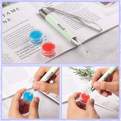 Chuangdi 2 Pcs Diamond Painting Art Drill Pen with Light Diamond Painting Accessories and Tools 12 Pen Heads 2 Anti-Slip Mats 2 Wax Organizer Case...